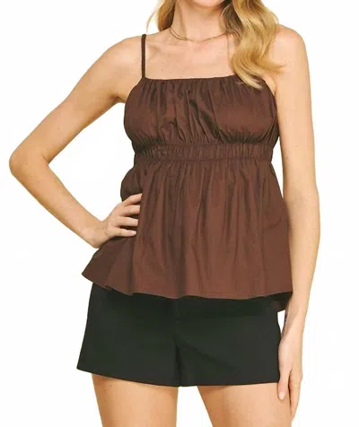 Pinch Ruffled Cami Top In Dark Brown