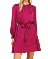 Pinch Satin Mini Dress In Deep Berry In Red