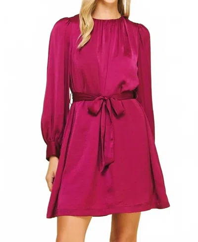Pinch Satin Mini Dress In Deep Berry