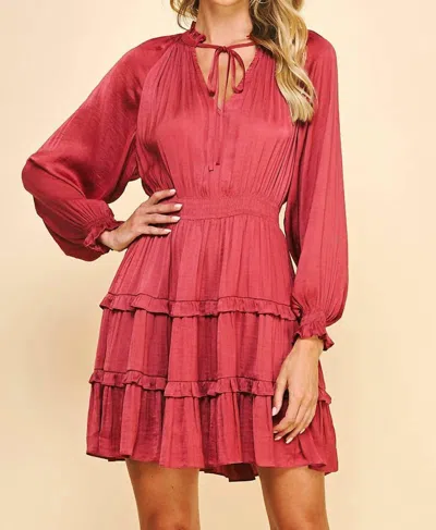 Pinch Satin Pleated Mini Dress In Dusty Rose In Multi