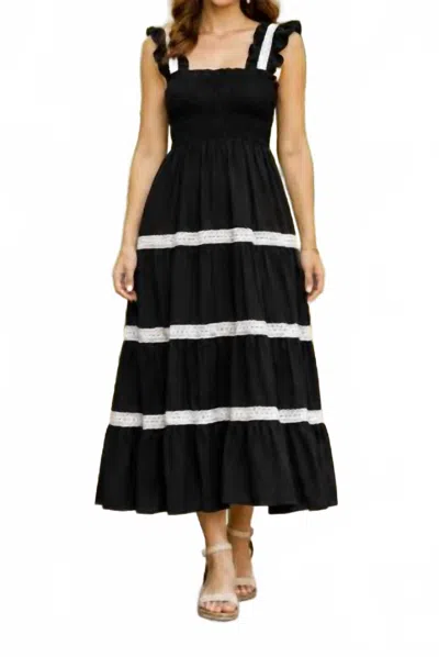 Pinch Seaside Lace Tiered Maxi Dress In Black In Multi