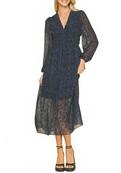 Pinch See Through Button Down Maxi Dress In Navy In Blue