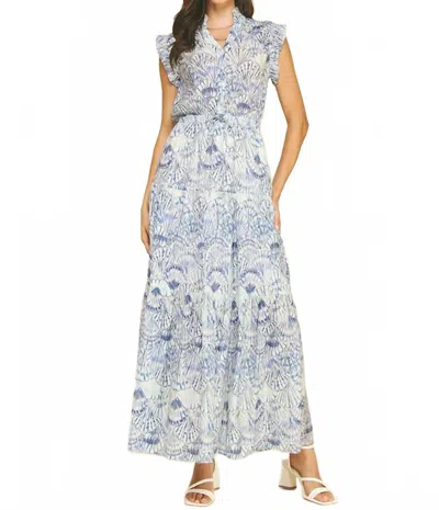 Pinch Shellscape Watercolor Maxi Dress In Blue In Multi