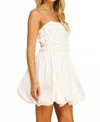 Pinch Shirred Bubble Hem Dress In White In White