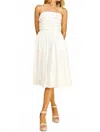 Pinch Shirring Detail Midi Dress In Off White In Neutral