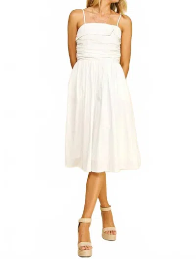 Pinch Shirring Detail Midi Dress In Off White In Neutral