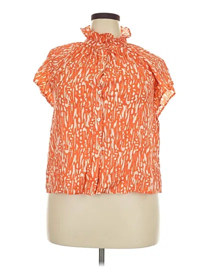 Pre-owned Pinch Short Sleeve Blouse In Orange