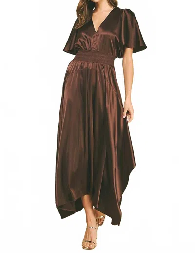 Pinch Silk Chiffon Maxi Dress In Espresso In Brown
