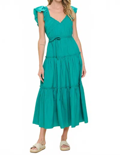Pinch Sleeveless Tiered Maxi Dress In Emerald Green