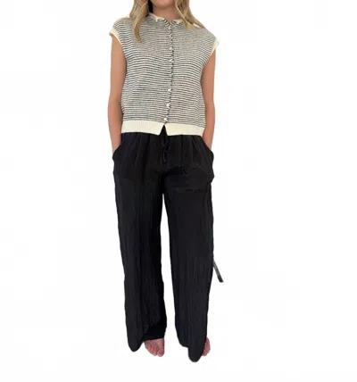 Pinch Sloane Black Crinkle Wide Leg Relaxed Pants