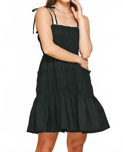 Pinch Smocked Mini Dress In Black