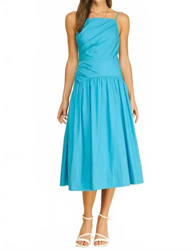 Pinch Square Neck Midi Dress In Sky Blue