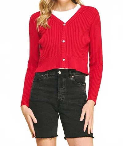 Pinch Starla Cardigan Sweater In Soft Cool Red
