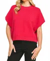 Pinch Sterling Boxy Short Sleeve Sweater In Raspberry In Multi