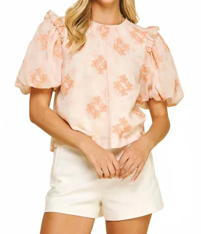 Pinch Stitched In Blooms Top In Orange