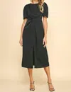 Pinch Stone Knot Midi Dress In Black