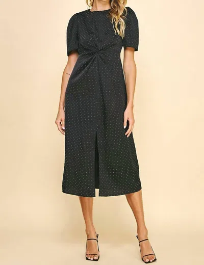 Pinch Stone Knot Midi Dress In Black