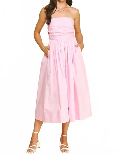 Pinch Strapless Midi Dress In Blush Pink