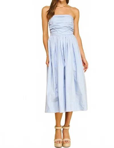 Pinch Strapless Midi Dress In Sky Serenade In Blue