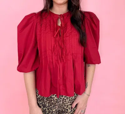 Pinch Strawberry Tie Front Top In Red