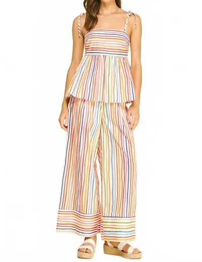 Pinch Stripe Wide Leg Pants In Rainbow In Multi