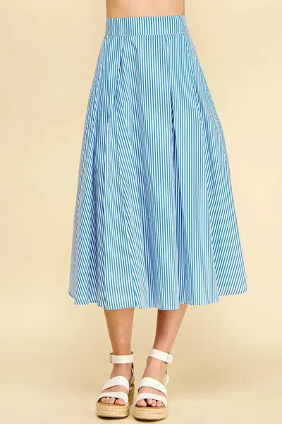 Pinch Striped A-line Midi Skirt In Light Blue Stripe In Multi
