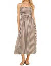 Pinch Striped Midi Dress In Brown In Multi