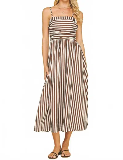 Pinch Striped Midi Dress In Brown In Multi