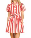 Pinch Striped Mini Dress In Red In White