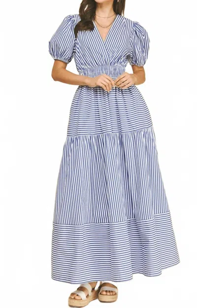 Pinch Striped Tiered Maxi Dress In Blue