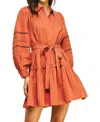 Pinch Take A Chance Buttondown Belted Mini Dress In Pumpkin Orange In Multi