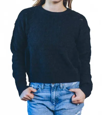 Pinch Tally Textured Knit Sweater In Black