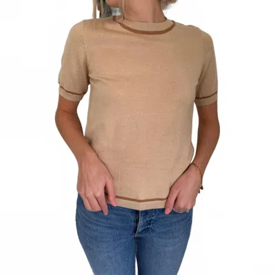 Pinch Tessa Wool Knit Short Sleeve Top In Beige In Neutral
