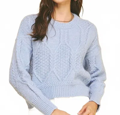 Pinch Textured Crop Knit Sweater In Baby Blue
