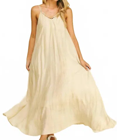 Pinch Textured Woven Maxi Dress In Oatmeal In White