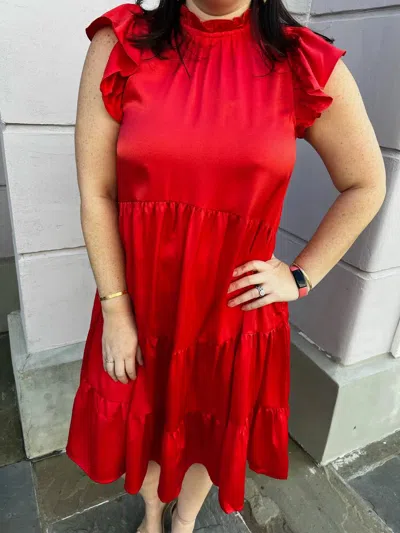 Pinch Tiered Maxi Dress In Red