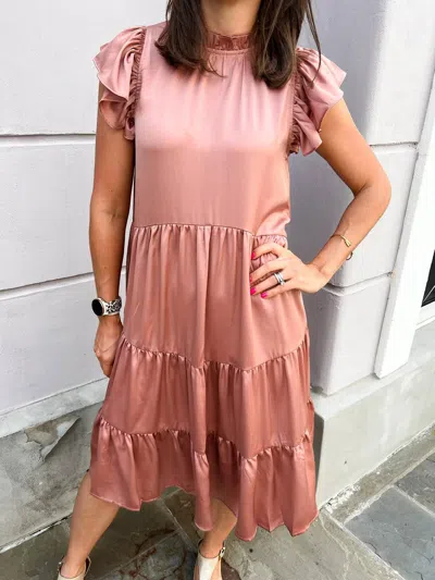 Pinch Tiered Maxi Dress In Mauve In Brown