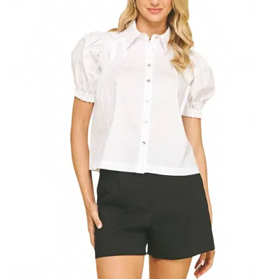 Pinch Tucked Detail Blouse In Off White