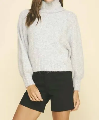 Pinch Turtle Neck Knit Sweater In Heather Grey In Gray