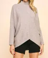 Pinch Turtleneck Long Sleeve Sweater In Heather Grey In Grey