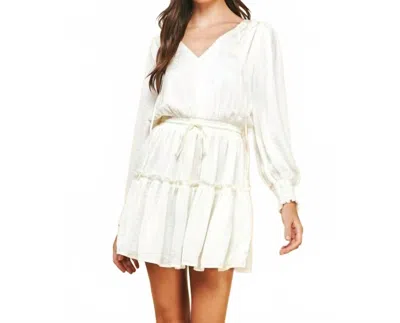 Pinch V-neck Long Sleeve Mini Dress In Ivory In White