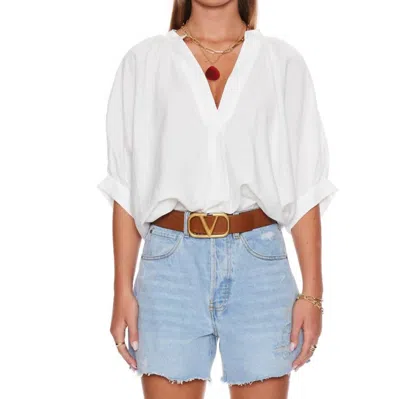 Pinch V-neck Tunic Top In White In Multi