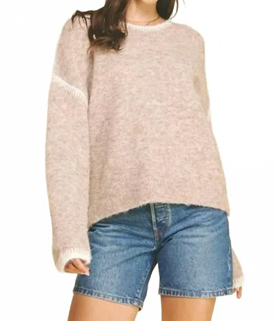 Pinch Whip Stitch Crew Neck Sweater In Taupe In Brown