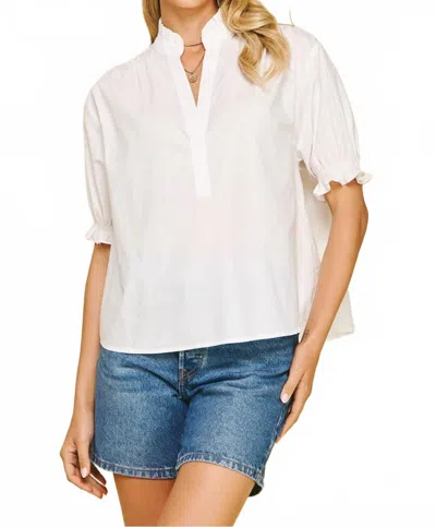 Pinch Windsor Ruffle Top In White