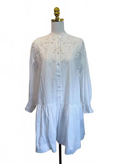 Pinch Women's Embroidered Button Down Dress In White