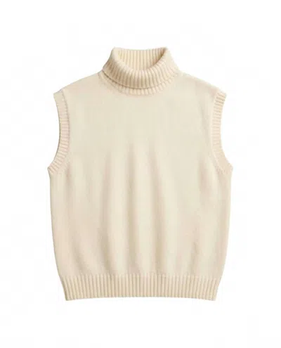 Pinch Women's Oversized Knit Turtleneck Vest Top In Cream In White