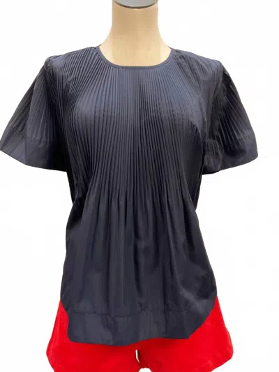Pinch Women's Pleated Detail Top In Navy Blue In Gray