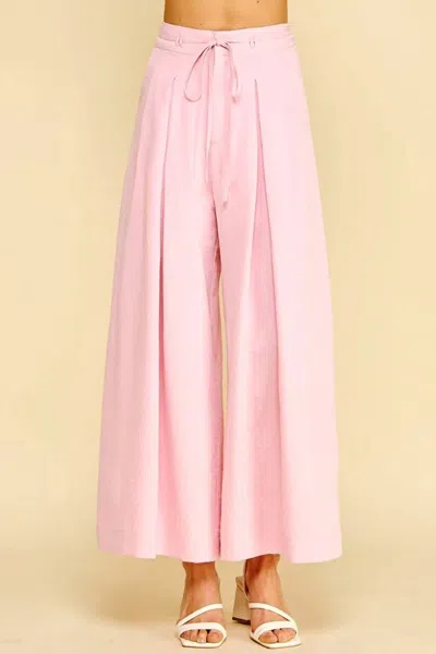 Pinch Women's Pleated Detail Wide Leg Pants In Pink