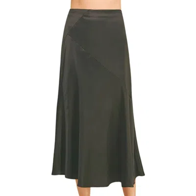 Pinch Women's Silky Block Detailed Midi Skirt In Black In Green