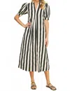 Pinch Women's Vertical Stripes Maxi Dress In Navy In White